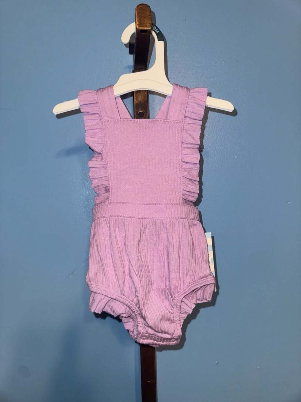 Cat & Jack Baby Girls' Ribbed Ruffle Romper, Purple, Size 0-3M
